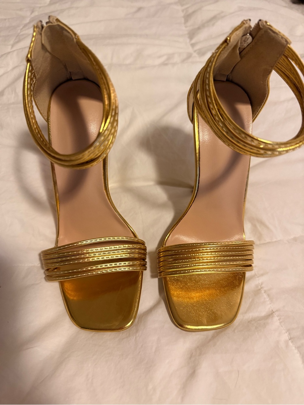 Gold Strappy Ankle-Verse Women’s Sandals